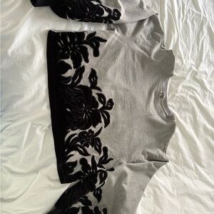Anthropologie Gray and Black Floral Sweatshirt